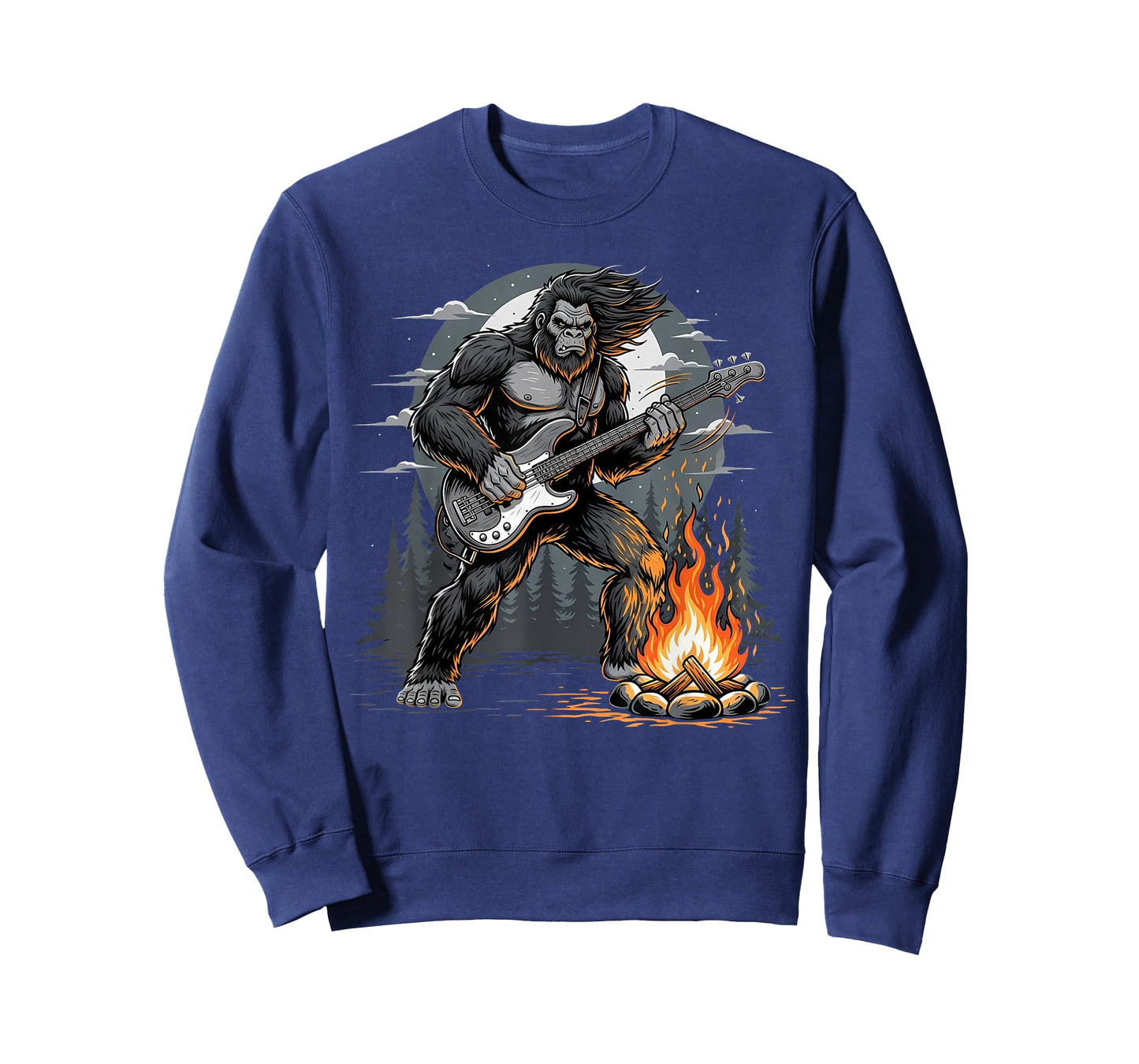 Cool Bigfoot Playing Bass Guitar, Sasquatch Big Foot Rock T-Shirt
