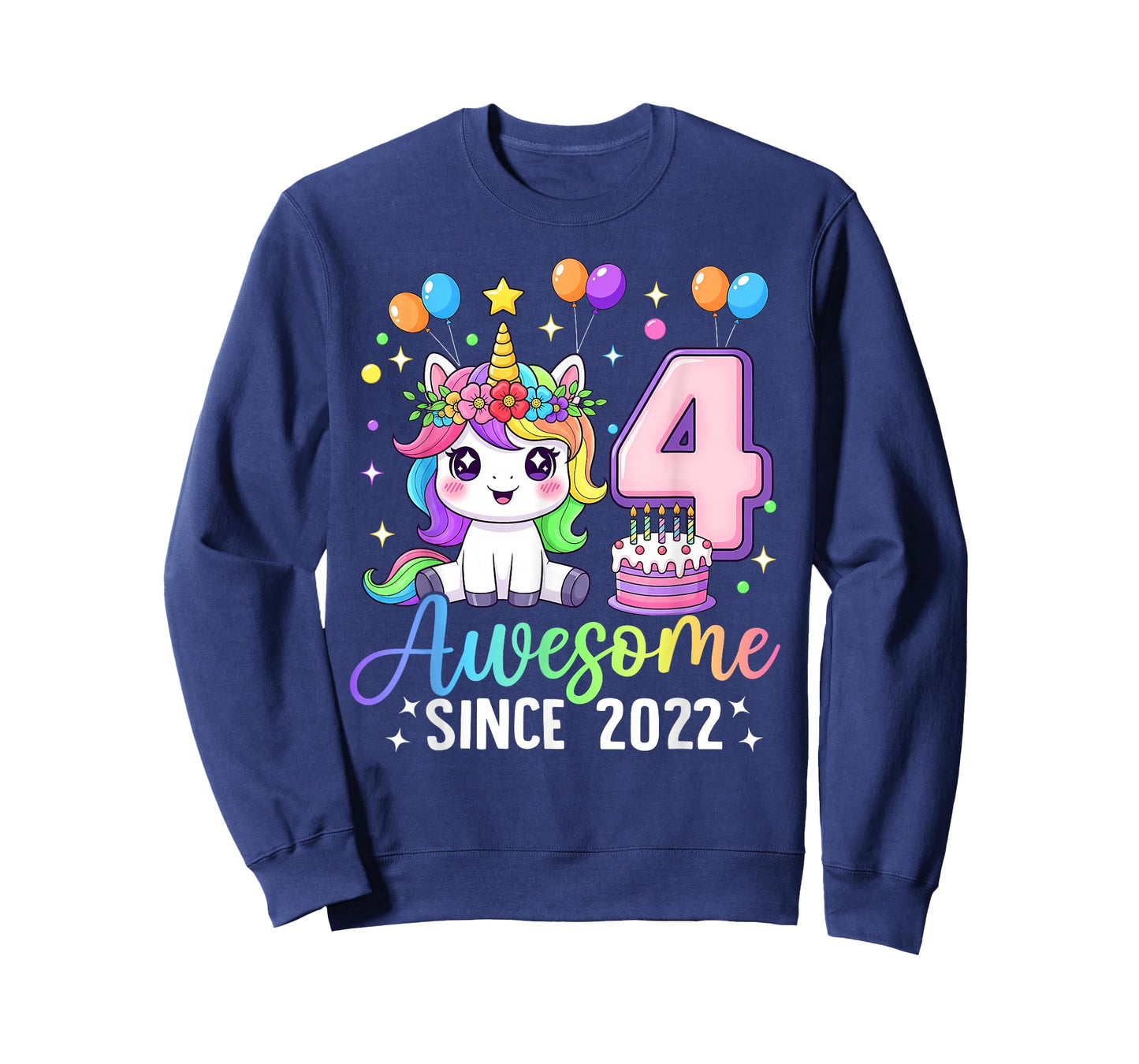 Unicorn 4th Birthday 4 Year Old Unicorn Party Birthday Girl T-Shirt