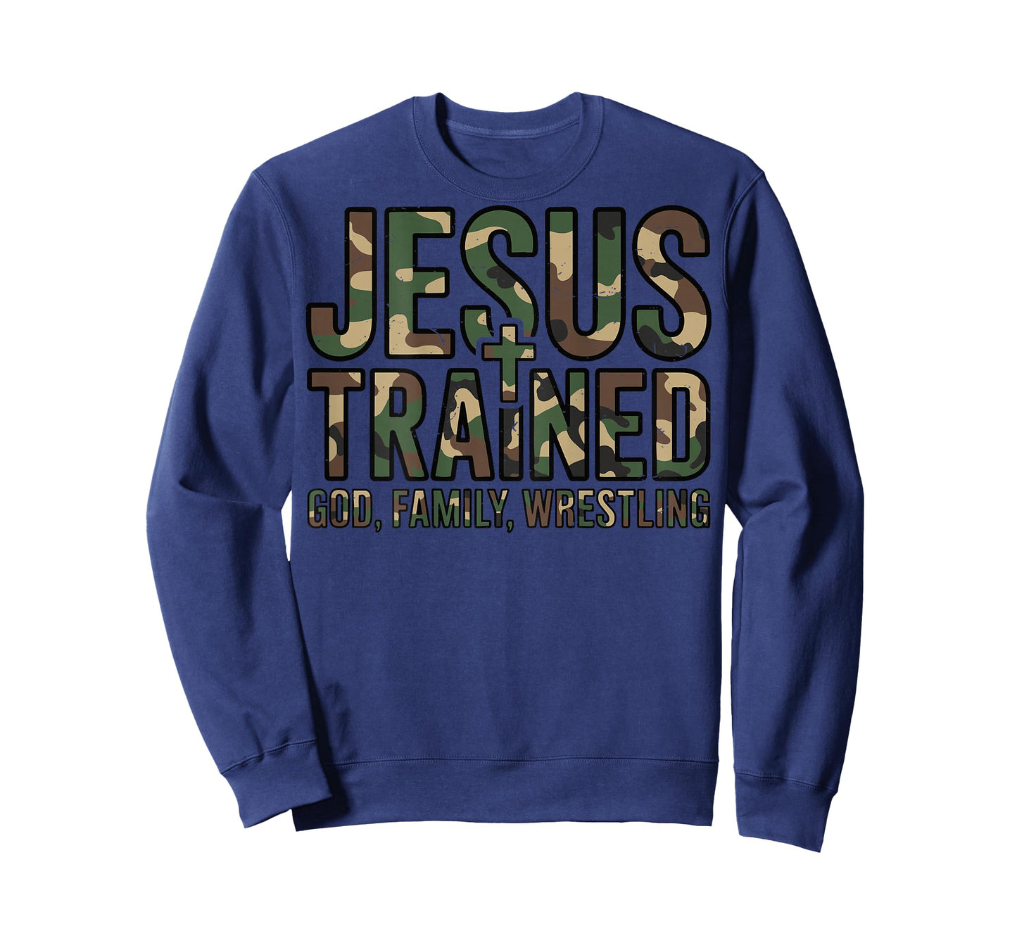 Youth Camo Christian Wrestling Jesus Trained Wrestler Boys T-Shirt
