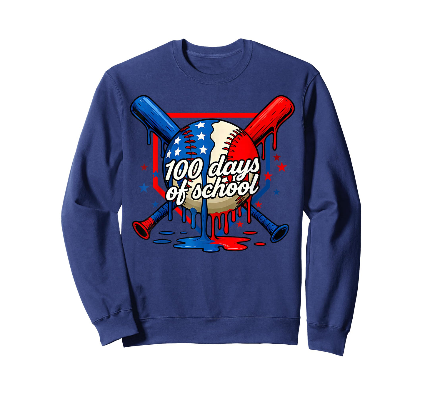 100 Days of School 100th Day Youth Drip Baseball Boys Kid T-Shirt