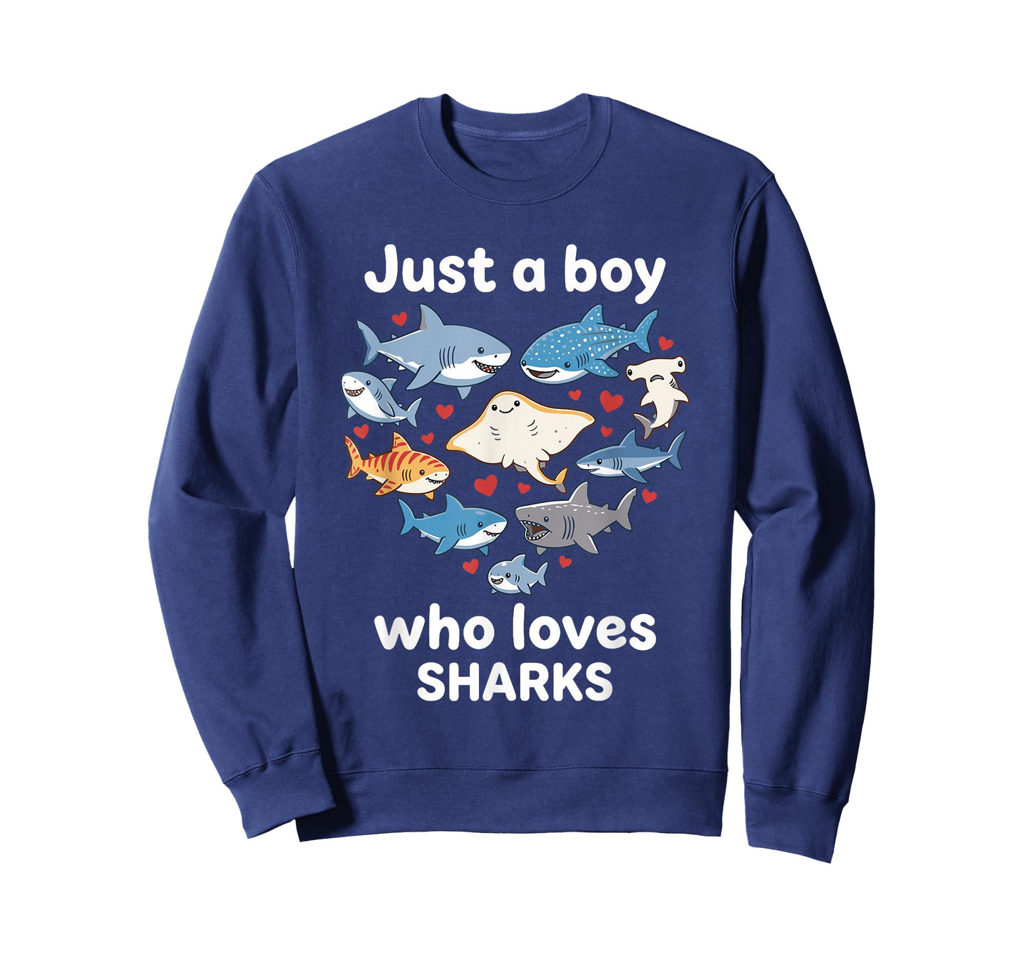 Just a Boy Who Loves Sharks Heart Shark Lover Kids Girl Boys T-Shirt