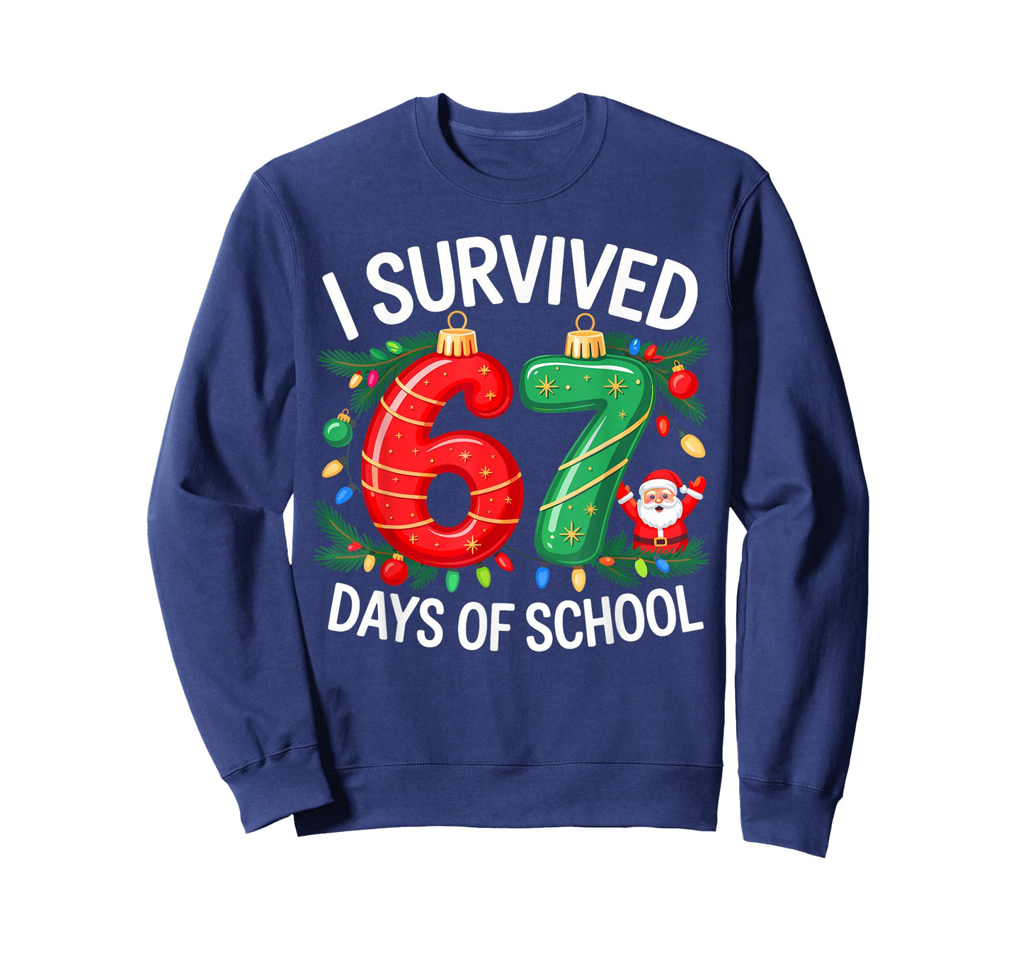 I Survived 67 Days of School Christmas Candy Cane Six Seven T-Shirt