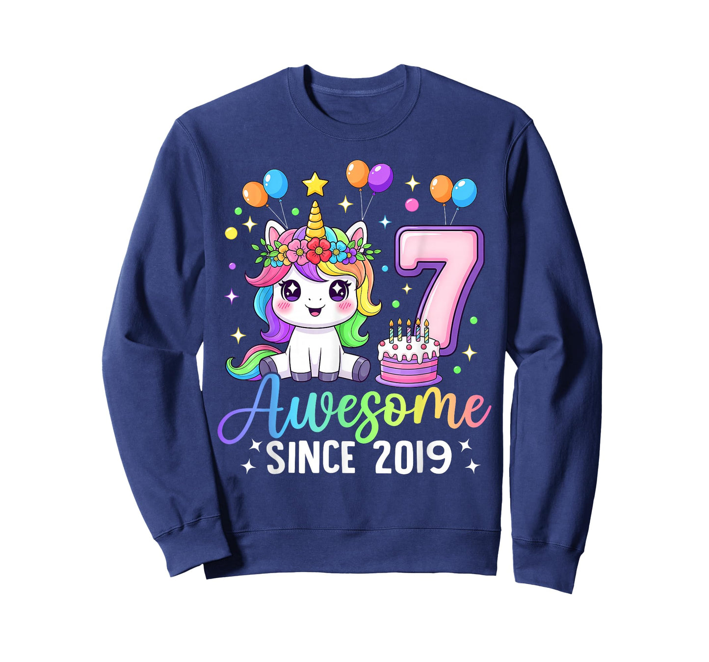 Unicorn 7th Birthday 7 Year Old Unicorn Party Birthday Girl T-Shirt