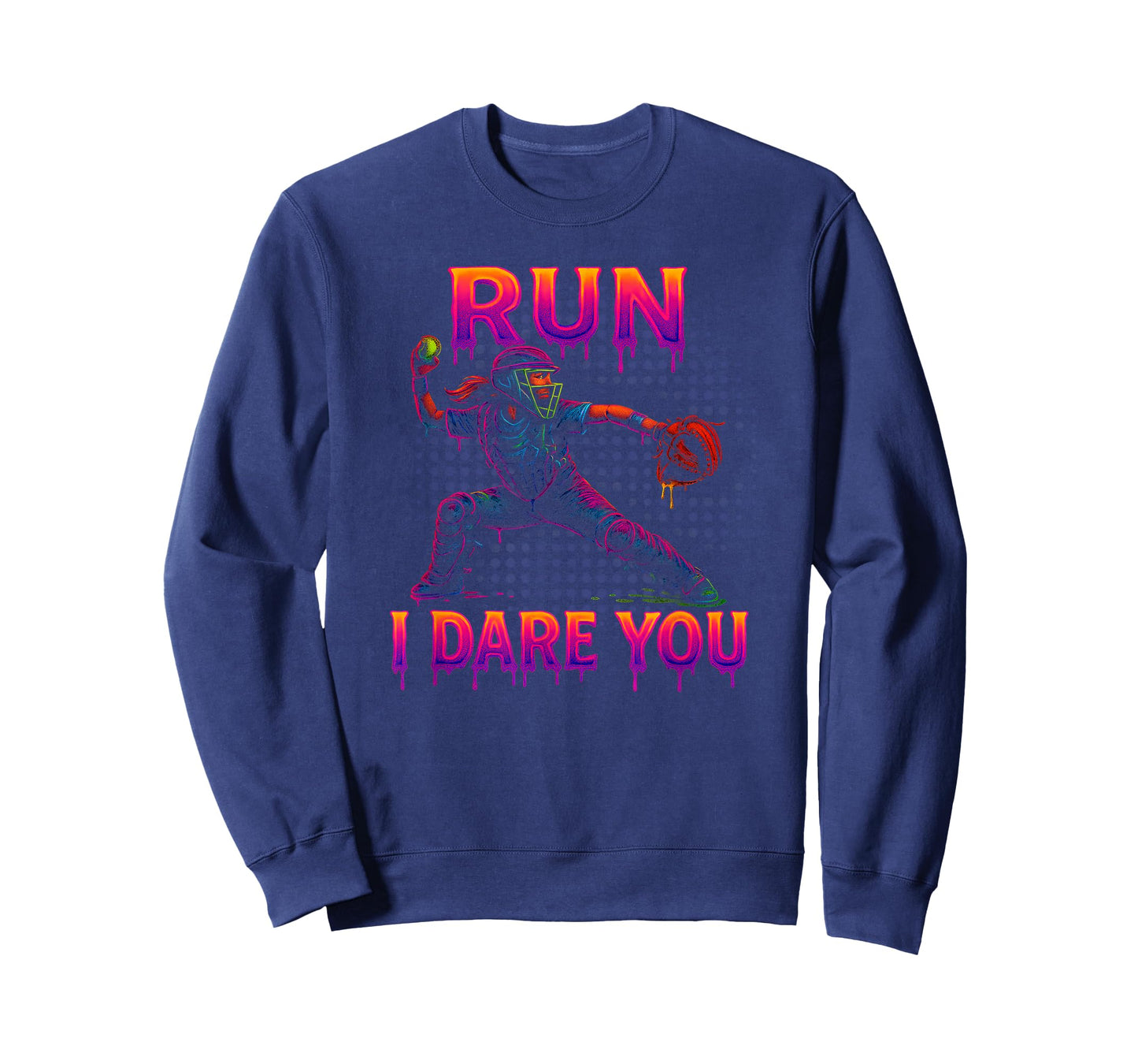 Softball Catcher Run I Dare You Colorstorm Drip Identity T-Shirt