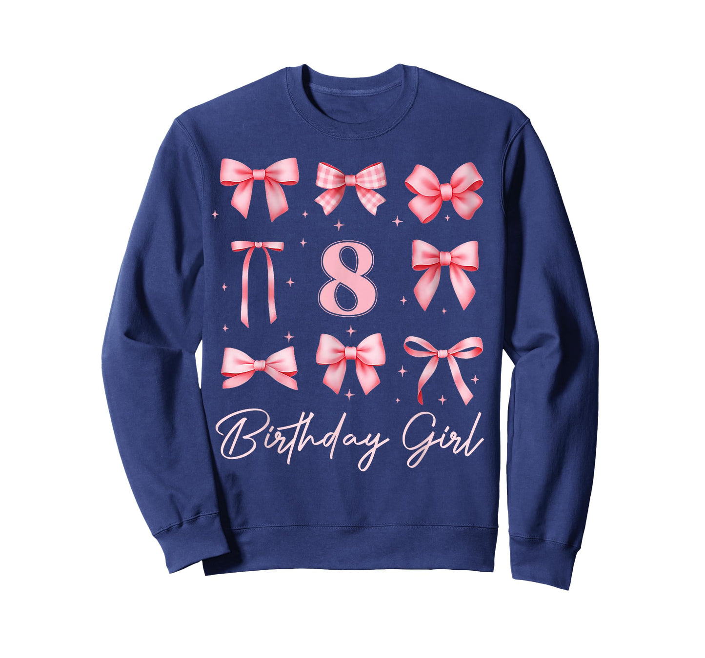 Kids 8th Birthday Girl Coquette Bow Pink 8 Year Old Bday T-Shirt