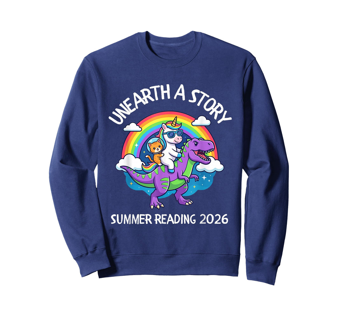 Unearth a Story 2026 Summer Reading Program Dinosaur Unicorn T-Shirt