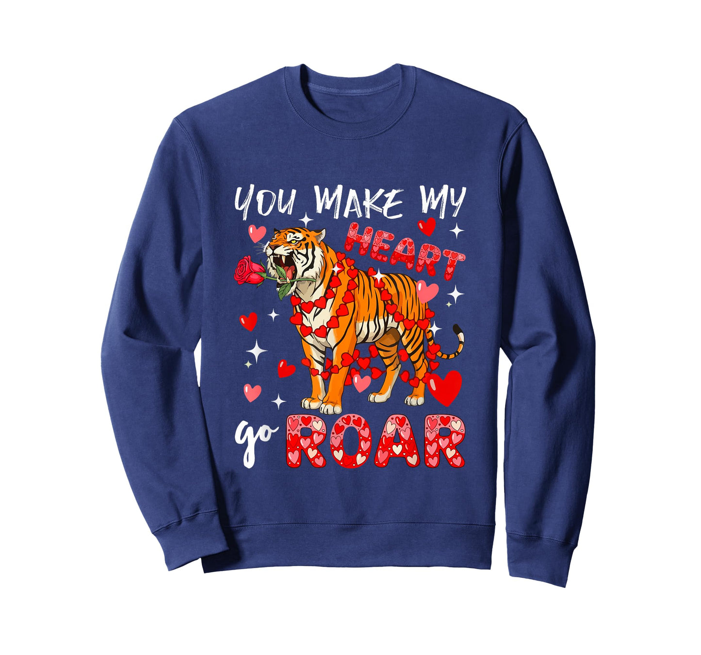Make Heart Go Valentine's Day Cute Tiger Sound Floral Rose T-Shirt
