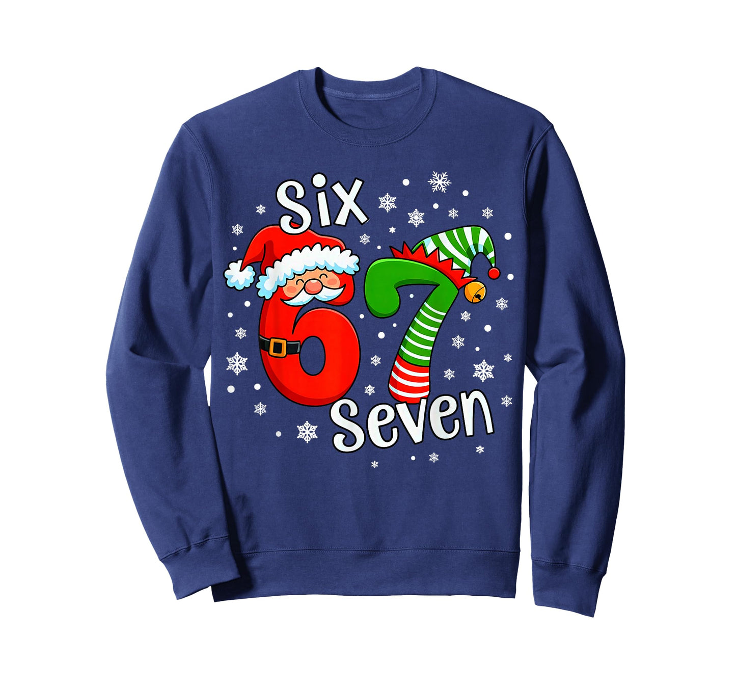 Six Seven 67 Meme 6 7 Elf Santa Christmas T-Shirt