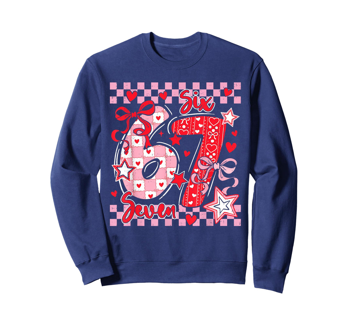 Six Seven 6 7 Meme 67 Bow Valentines Day GirlsTeens Youth T-Shirt