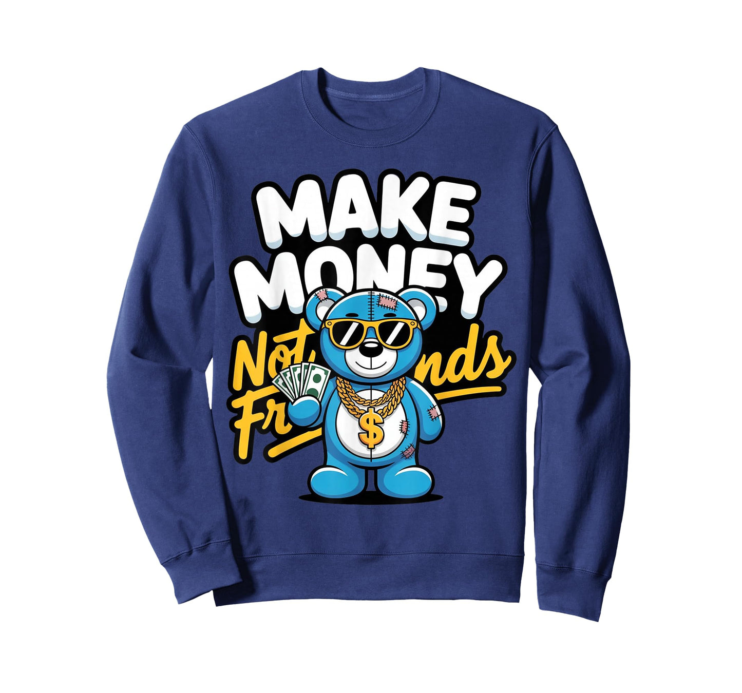 Streetwear Retro Matching Gamma Blue Make Money Not Friends T-Shirt