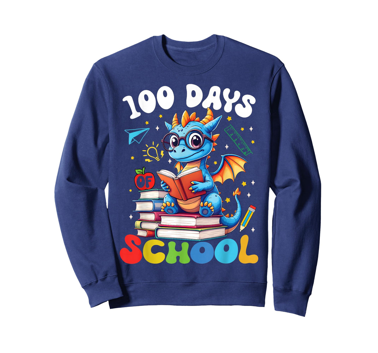 100 Days of School Dragon Reading 100th Day Boys Girls Kids T-Shirt