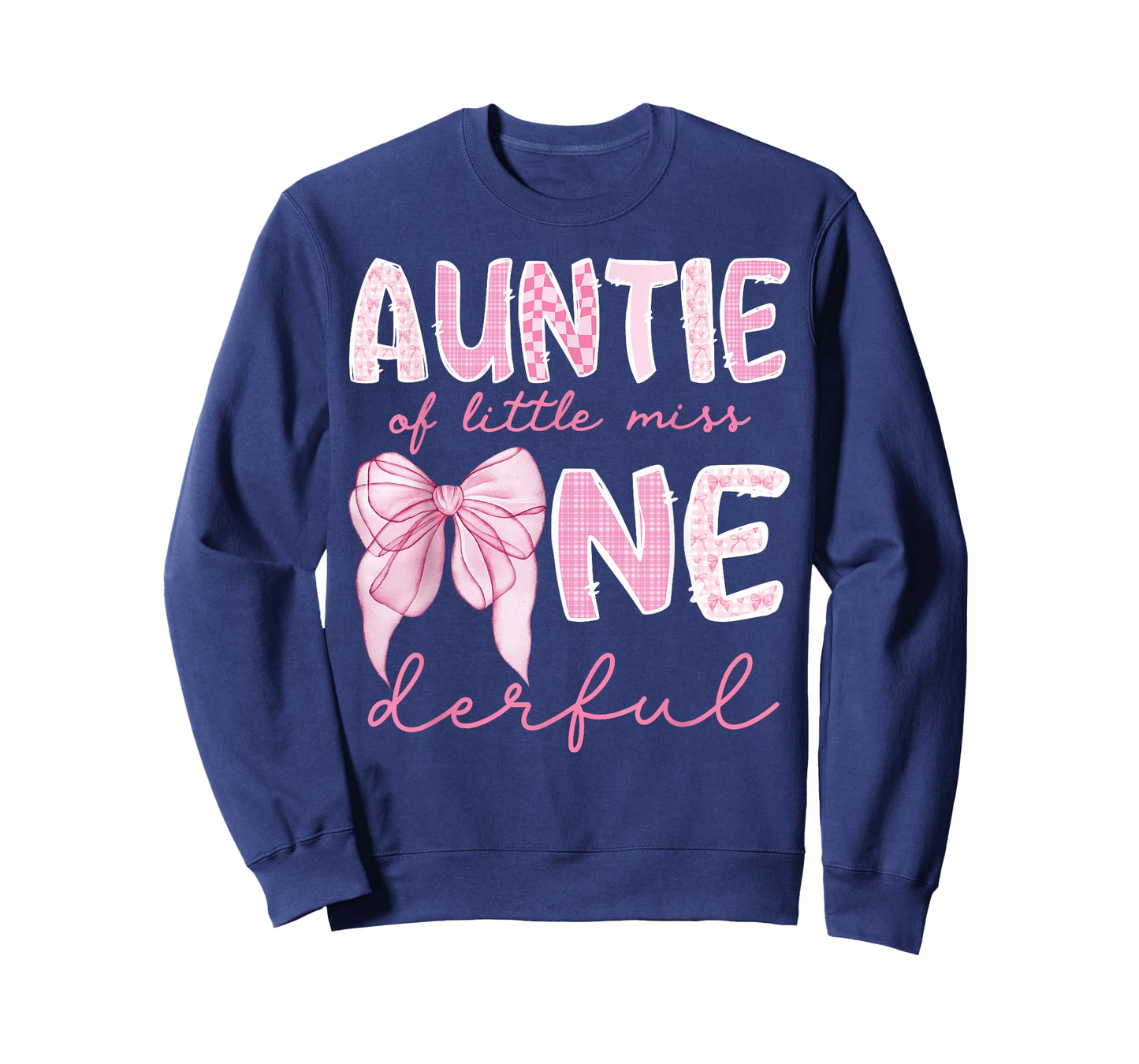 Auntie of Little Miss Onederful First Birthday Girl Bow T-Shirt