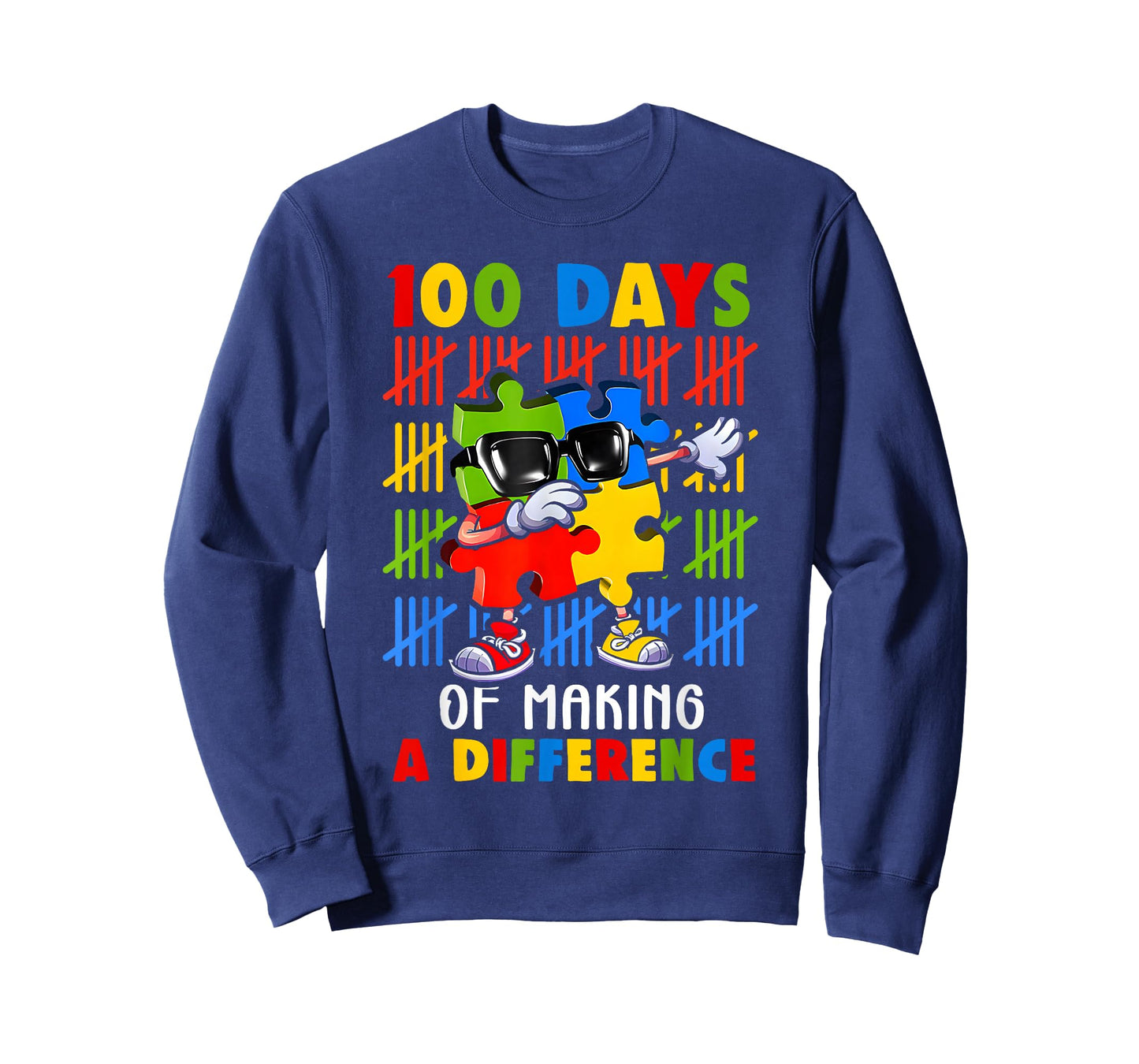 100 Days of Difference Autism Awareness 100th Day of School T-Shirt