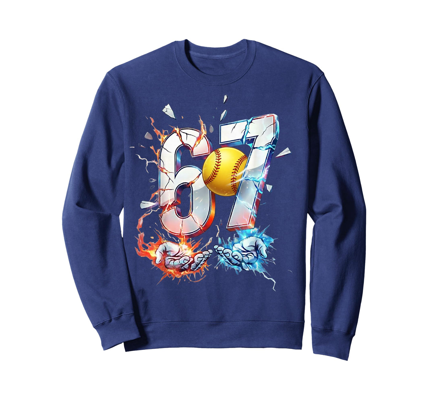 6 7 Softball Six Seven Meme 67 Hands Funny Kids Men Women T-Shirt