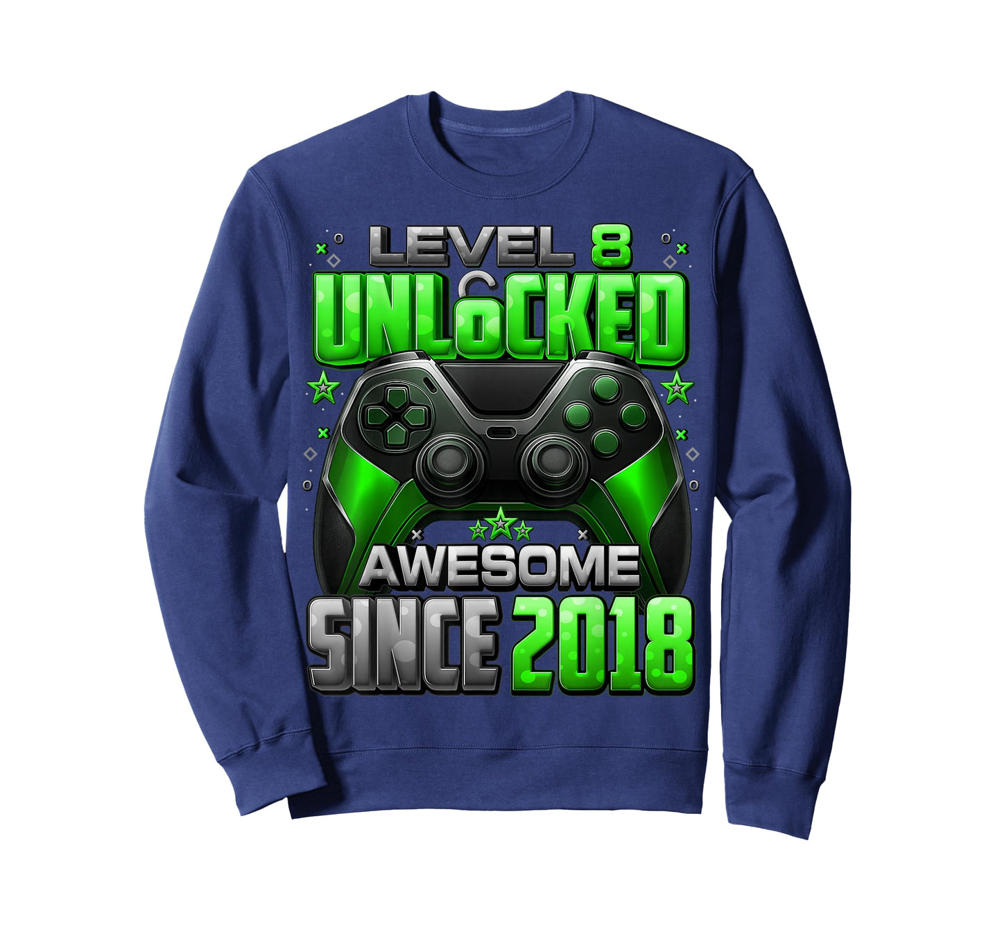 Level 8 Unlocked Awesome Since 2018 8th Birthday Gaming T-Shirt