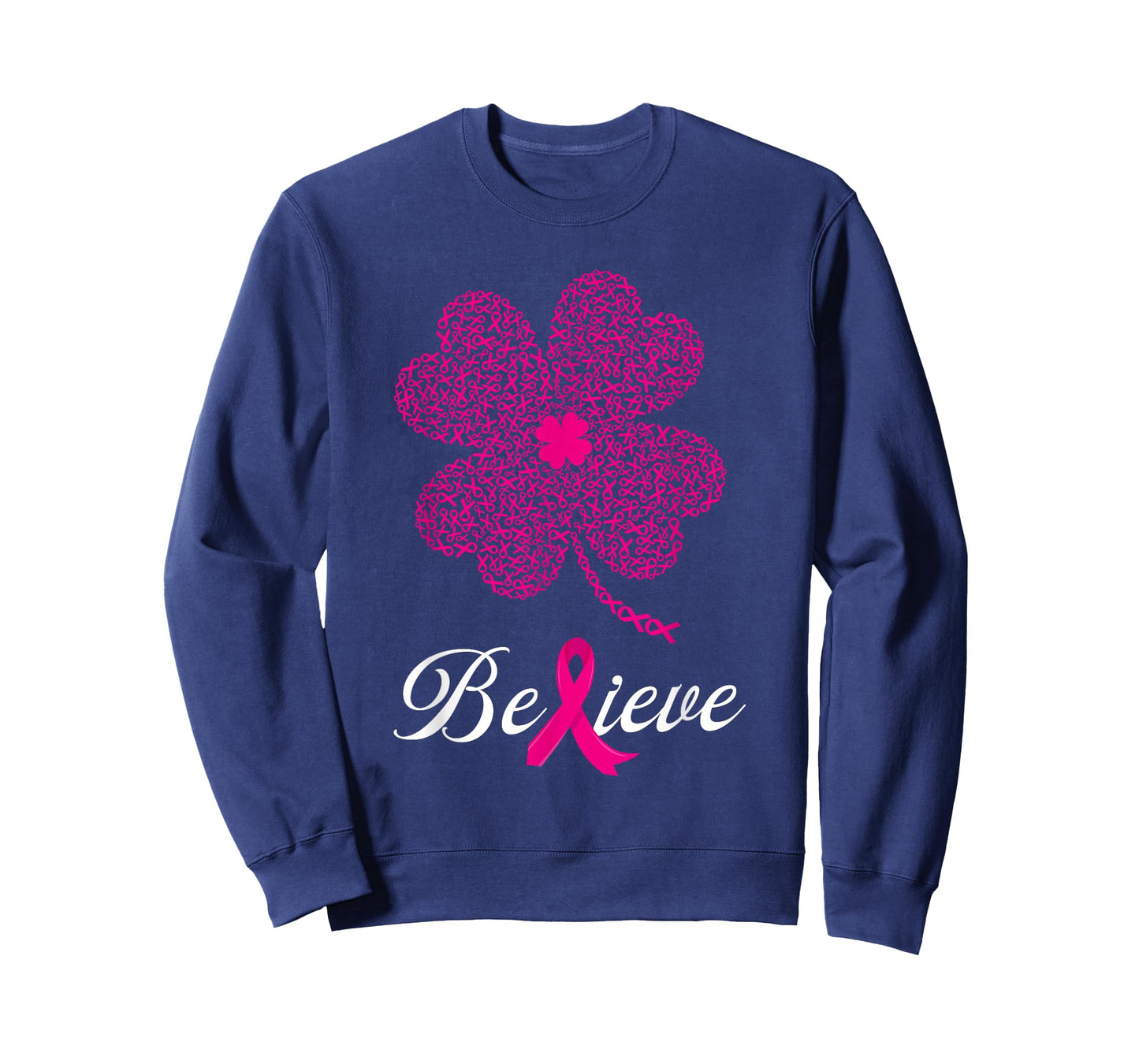 Pink Ribbon Shamrock Believe Breast Cancer St Patrick's Day T-Shirt