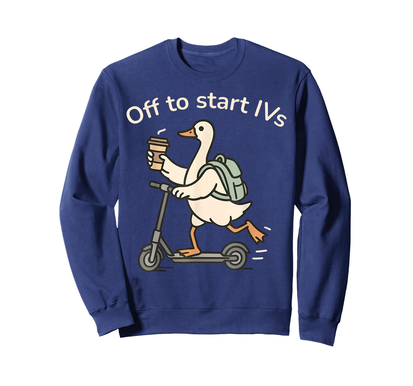 Off to Start IVs Funny IV Nurse Goose Scooter Infusion Nurse T-Shirt