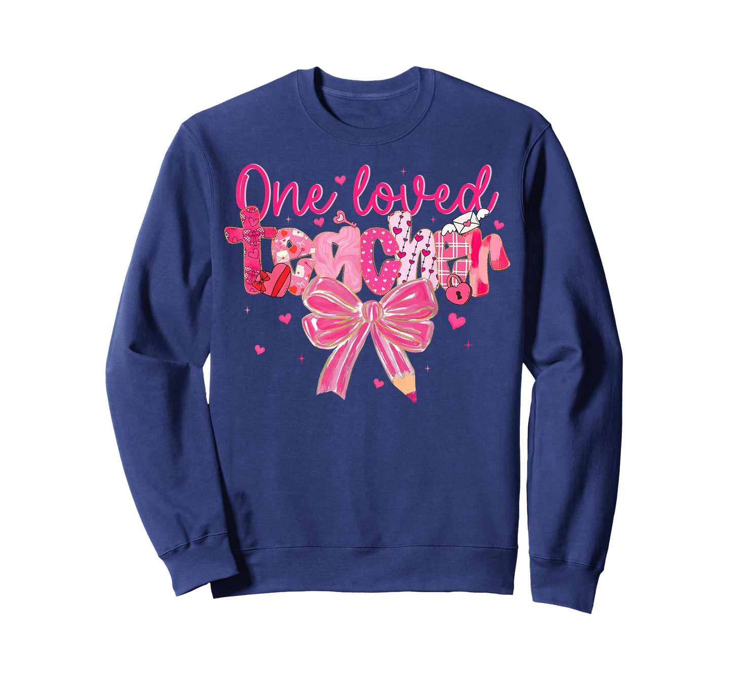Retro Valentine Teacher One Loved Teacher Coquette Bow T-Shirt