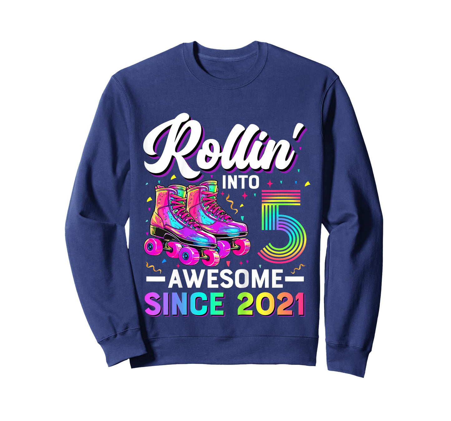 Kids 5th Birthday Shirt Girl Five 5 Year Old Roller Skate Skating T-Shirt
