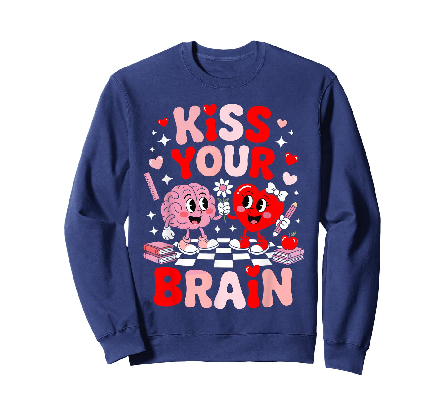 Kiss Your Brain Women Valentine's Day Retro School Counselor T-Shirt