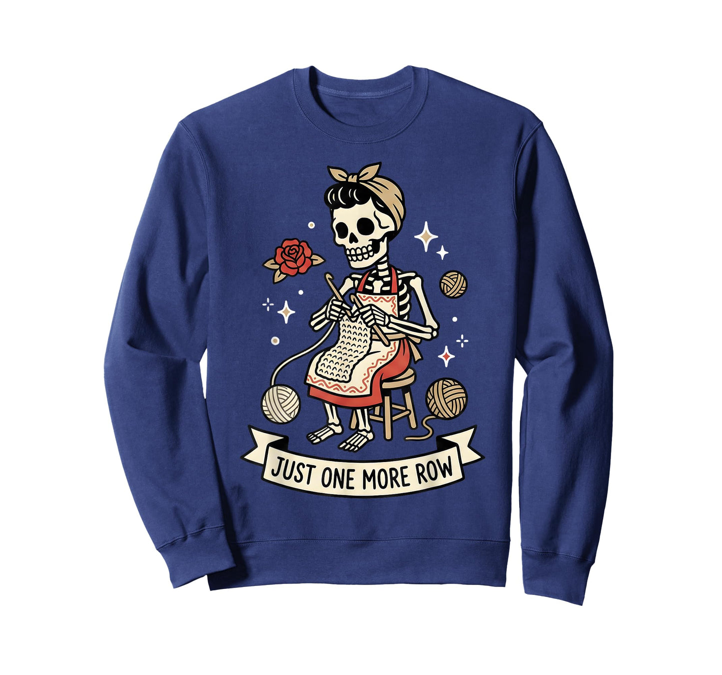 Just One More Row Crochet Skeleton Crocheting Knitting Lover T-Shirt
