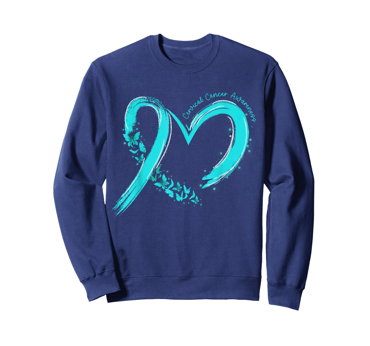 Cervical Cancer Awareness Heart Ribbon Teal Family Support T-Shirt