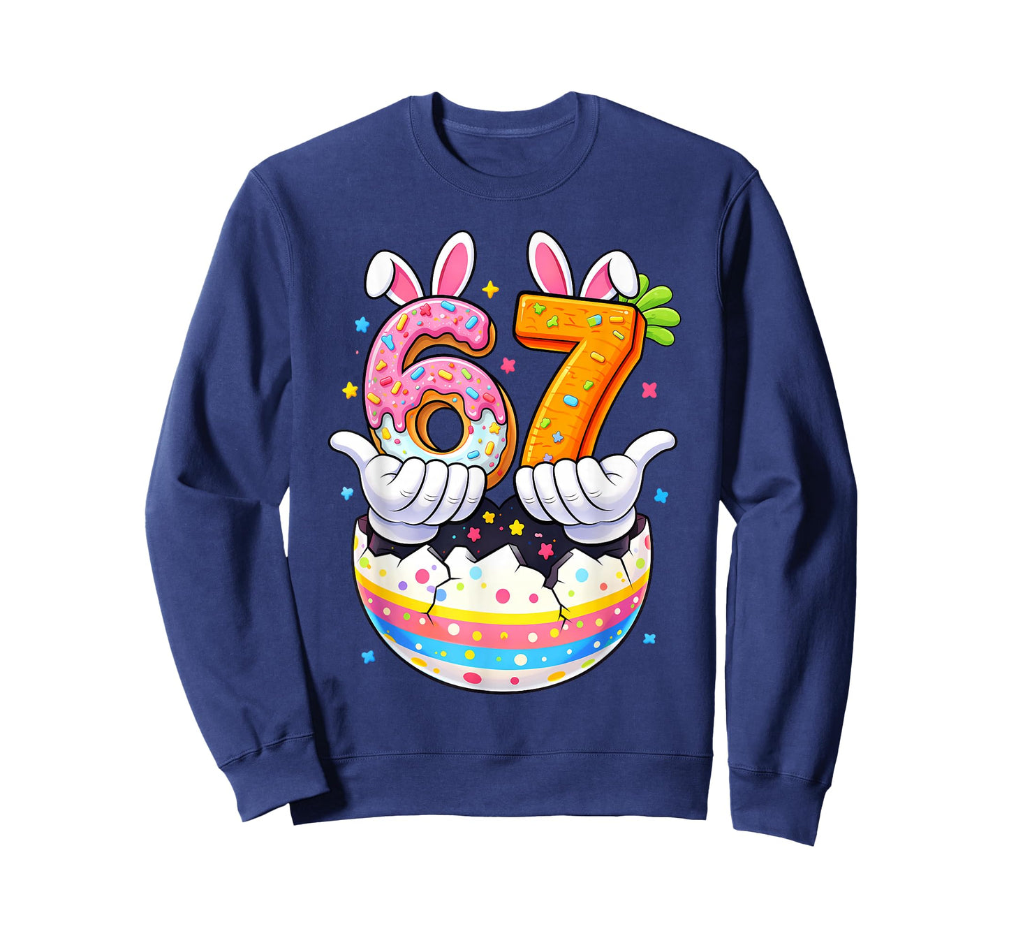 Boys Girls Easter Eggs Funny Bunny Six Seven 67 Memes 6 7 T-Shirt