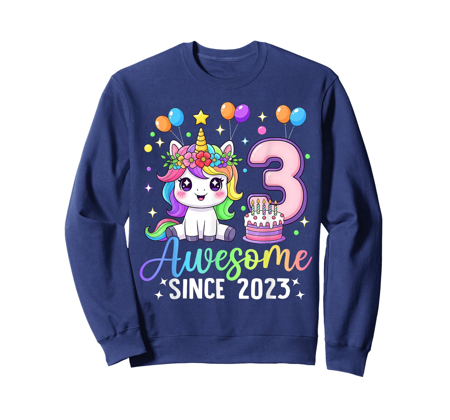 Unicorn 3rd Birthday 3 Year Old Unicorn Party Birthday Girl T-Shirt