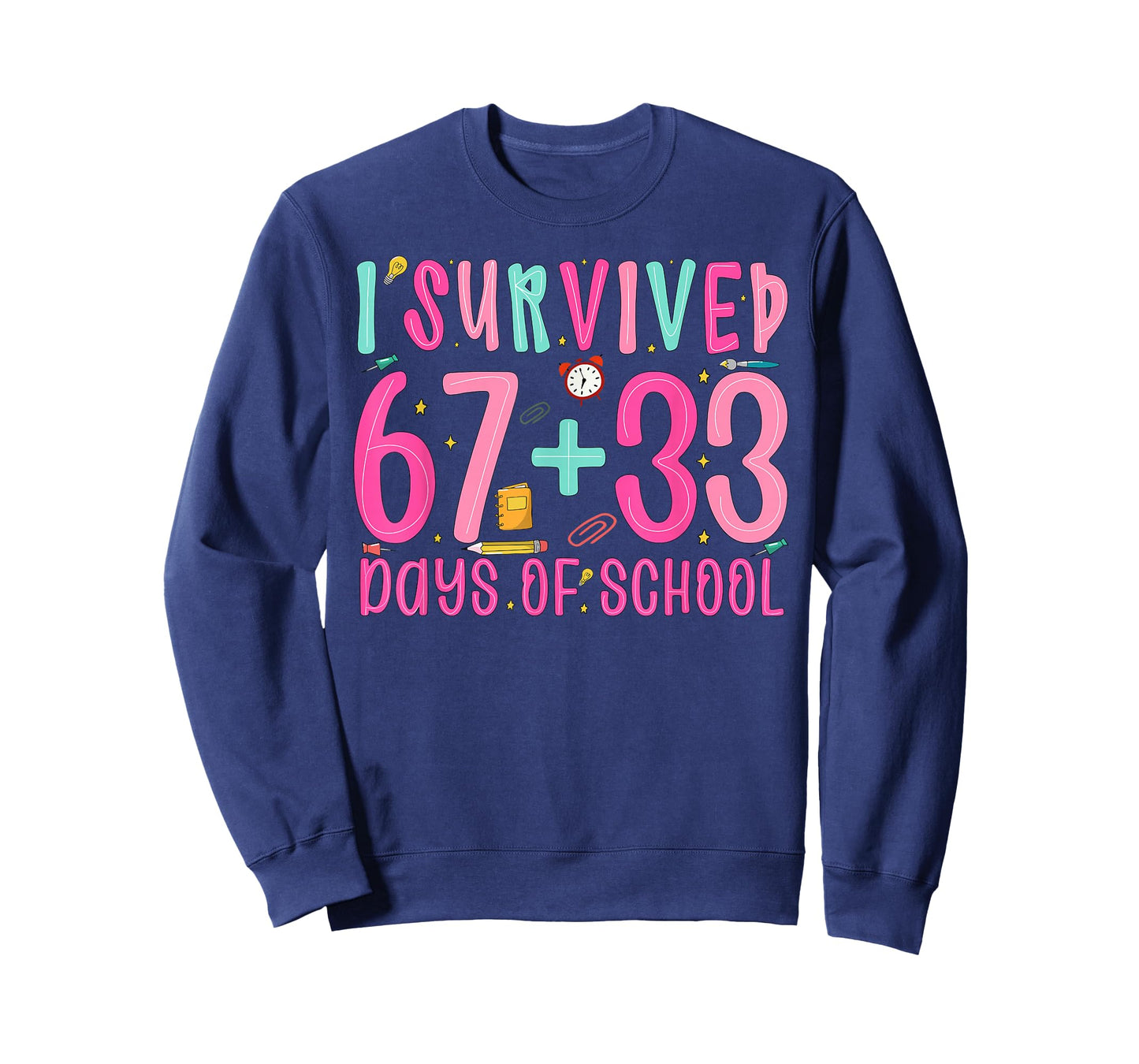 I Survived 67+33 Days of School Teacher Boys Girls 100 Days T-Shirt