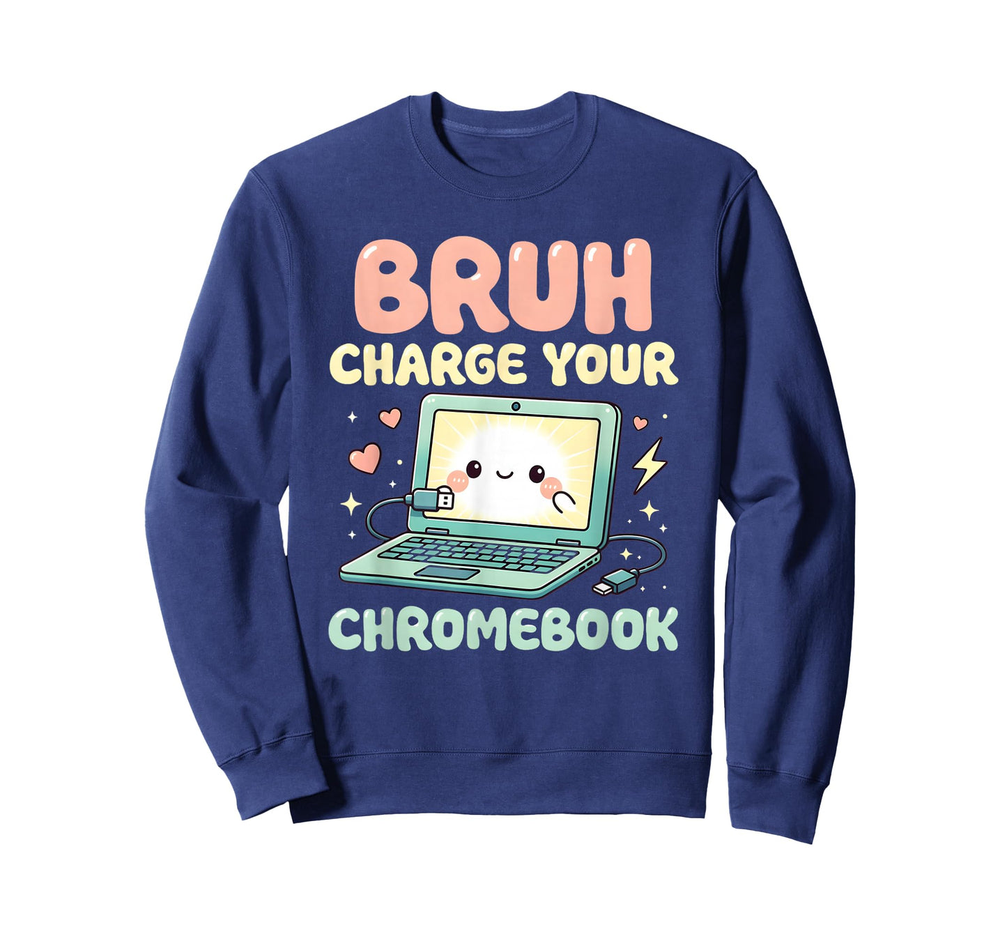 Bruh Charge Your Chromebook Funny Laptop Tech Kids T-Shirt