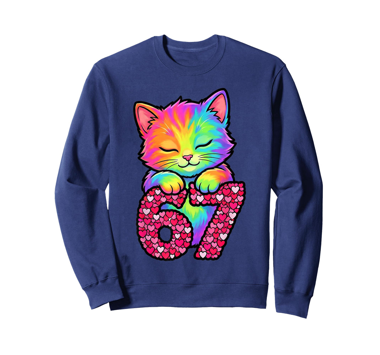 Cute 67 Funny Cat Six Seven Meme Kids Valentines Day Kitty T-Shirt