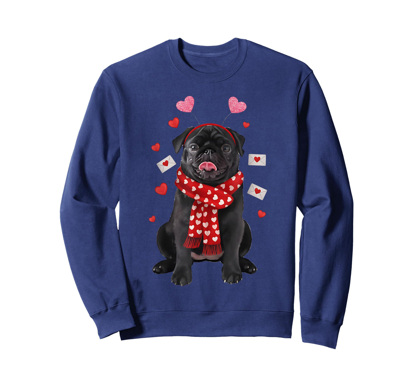Cute Pug Valentine’s Day Dog Mom - Funny Black Pug Dog Lover T-Shirt