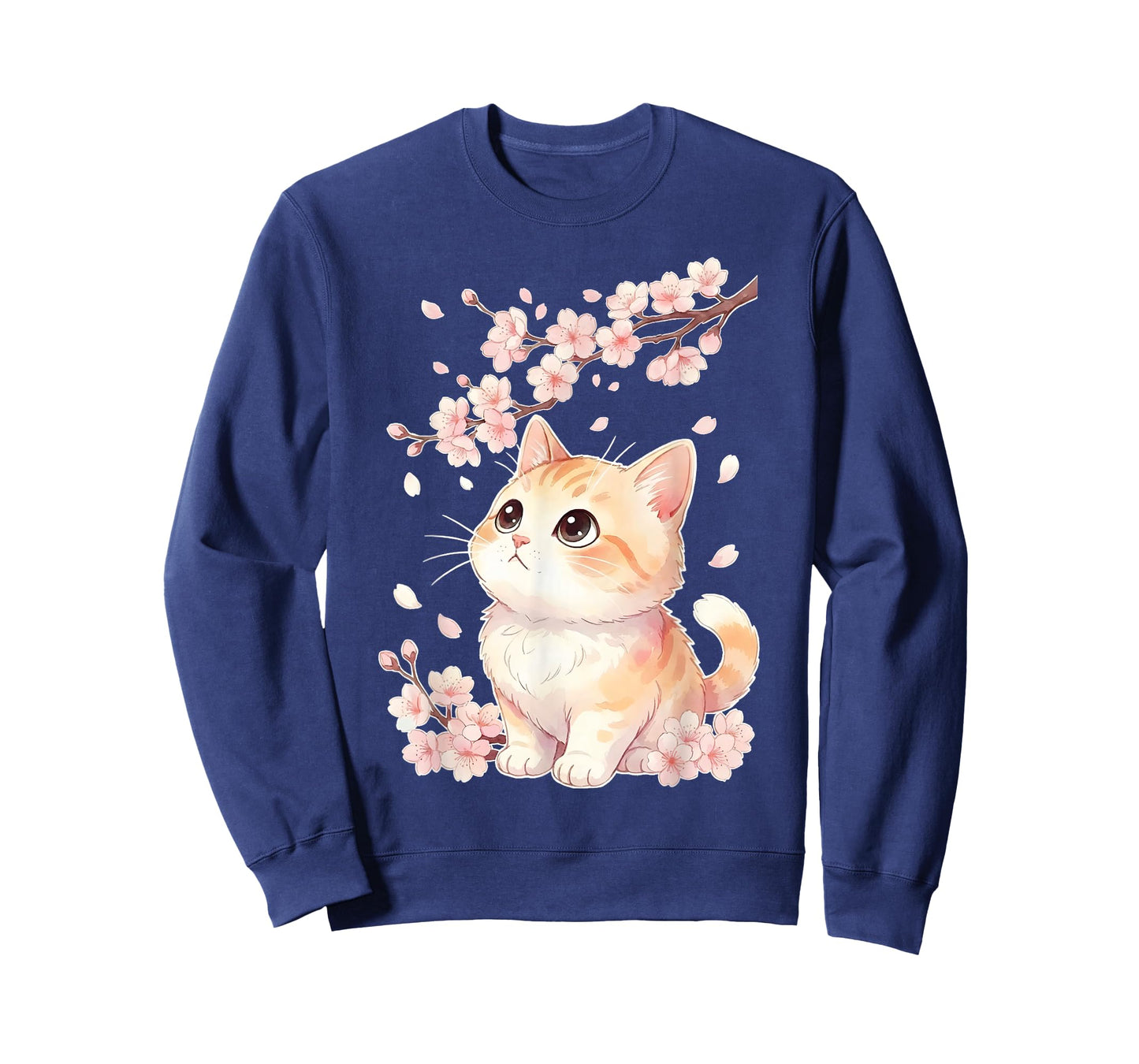 Cute Sakura Kitten Cherry Blossom Japanese Kawaii Anime Cat T-Shirt