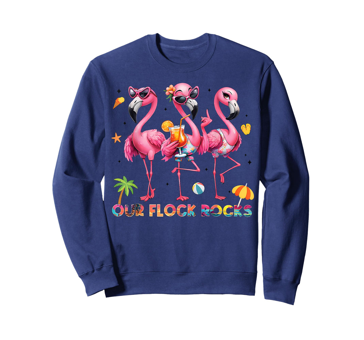Our Flock Rocks Flamingo Summer Vacation Family Matching T-Shirt