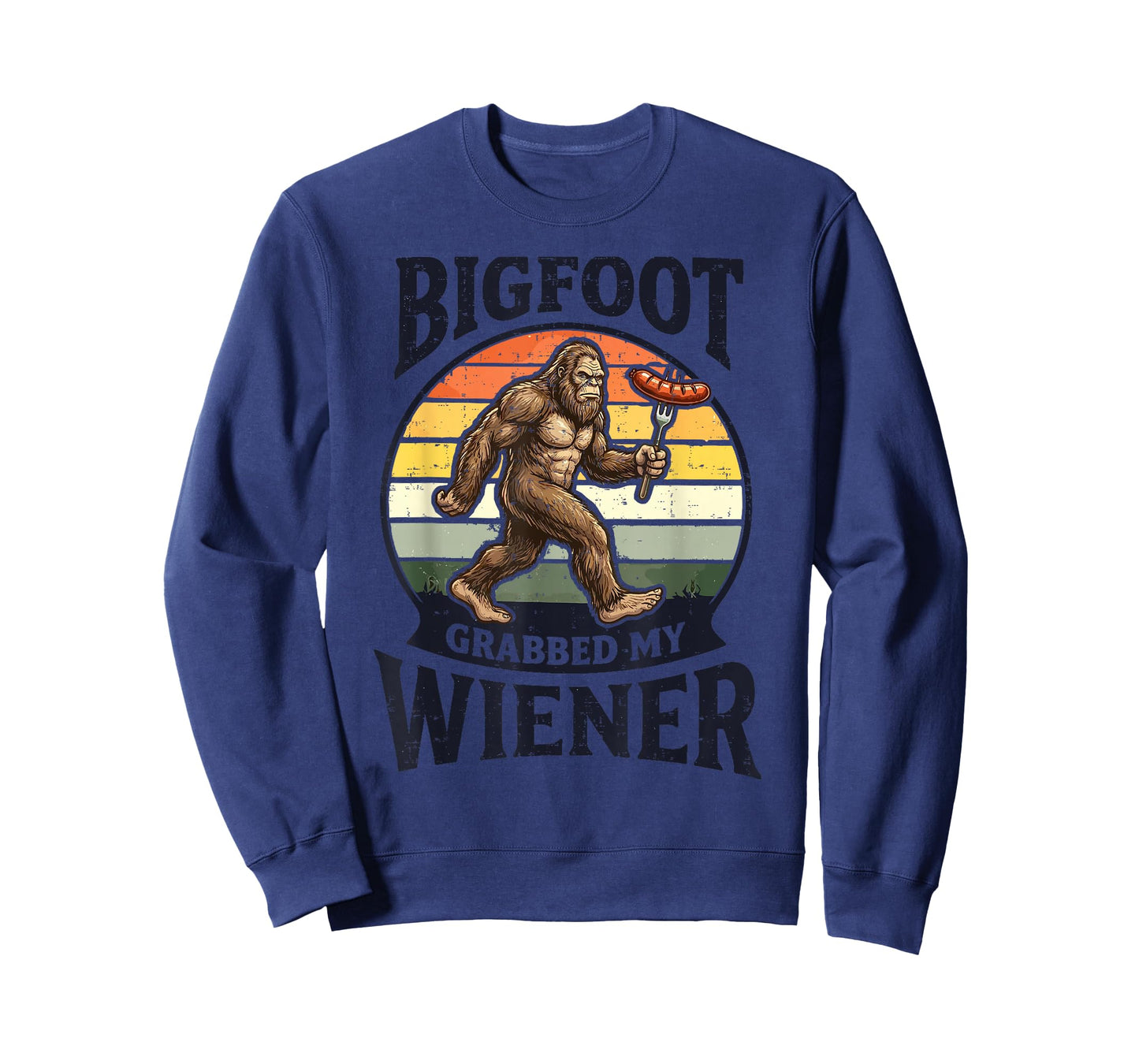 Bigfoot Grabbed My Wiener Funny Sasquatch Retro Camping T-Shirt