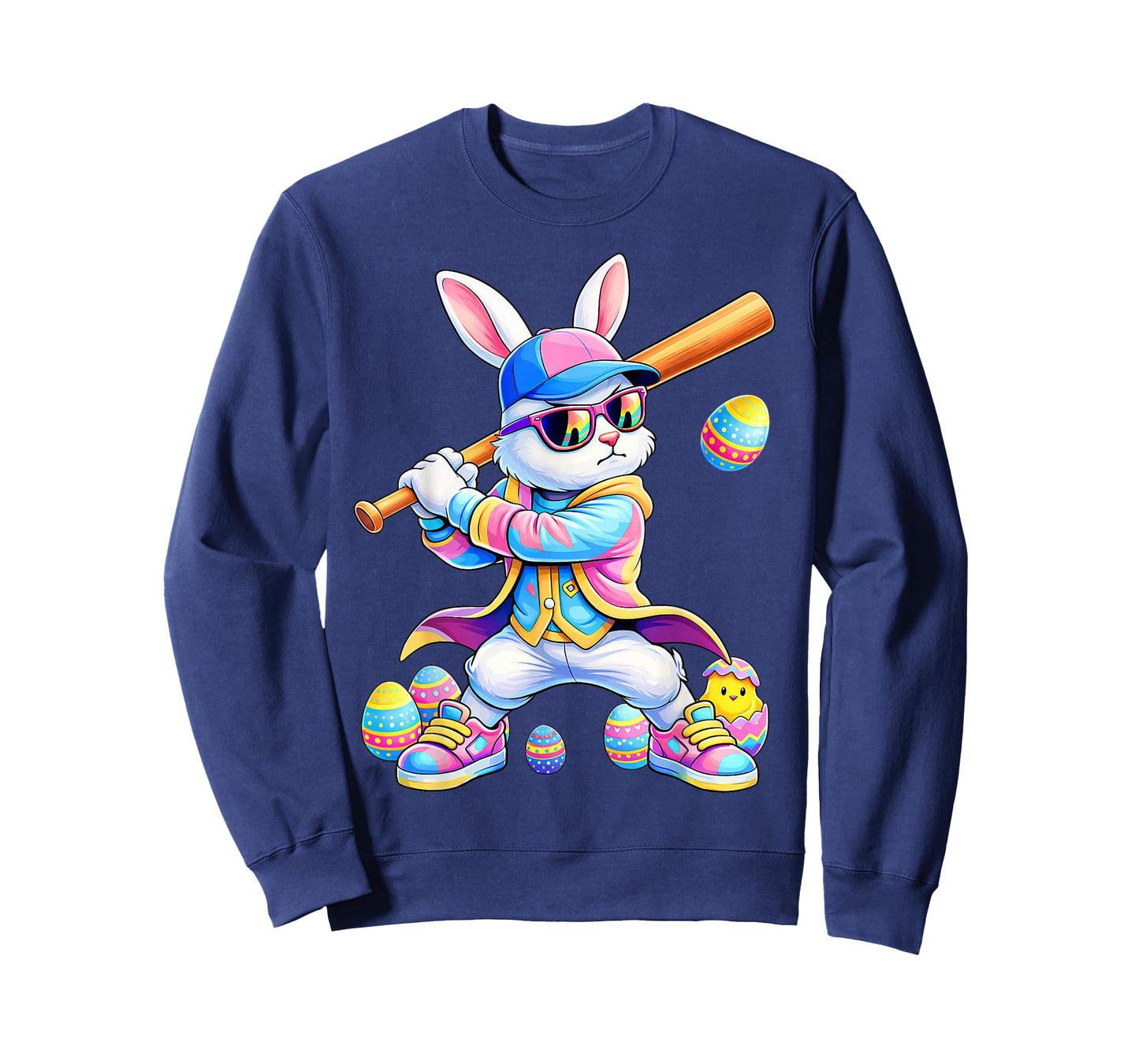 Funny Tie Dye Rabbit Baseball Easter Bunny Men Boy Kid T-Shirt