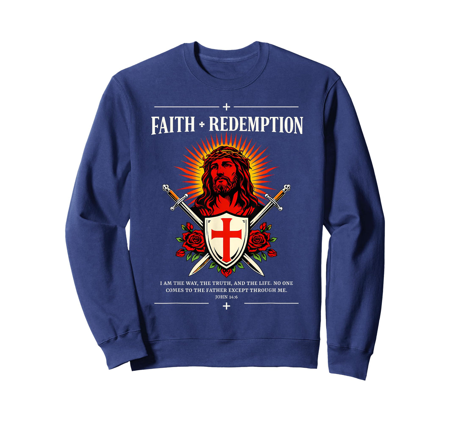 Faith + Redemption Jesus John 14:6 Christian Gothic Crest T-Shirt