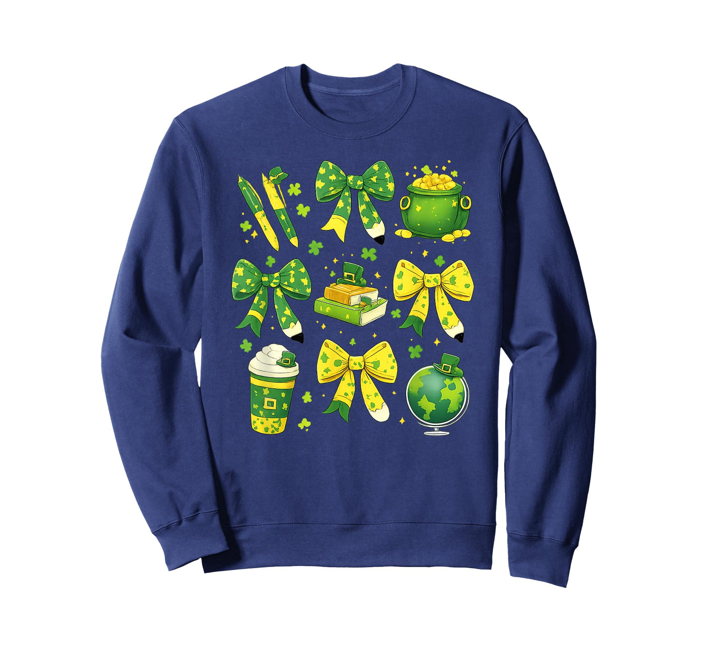 St Patrick's Day Lucky Teacher Shamrock Coquette Bow Pencil T-Shirt
