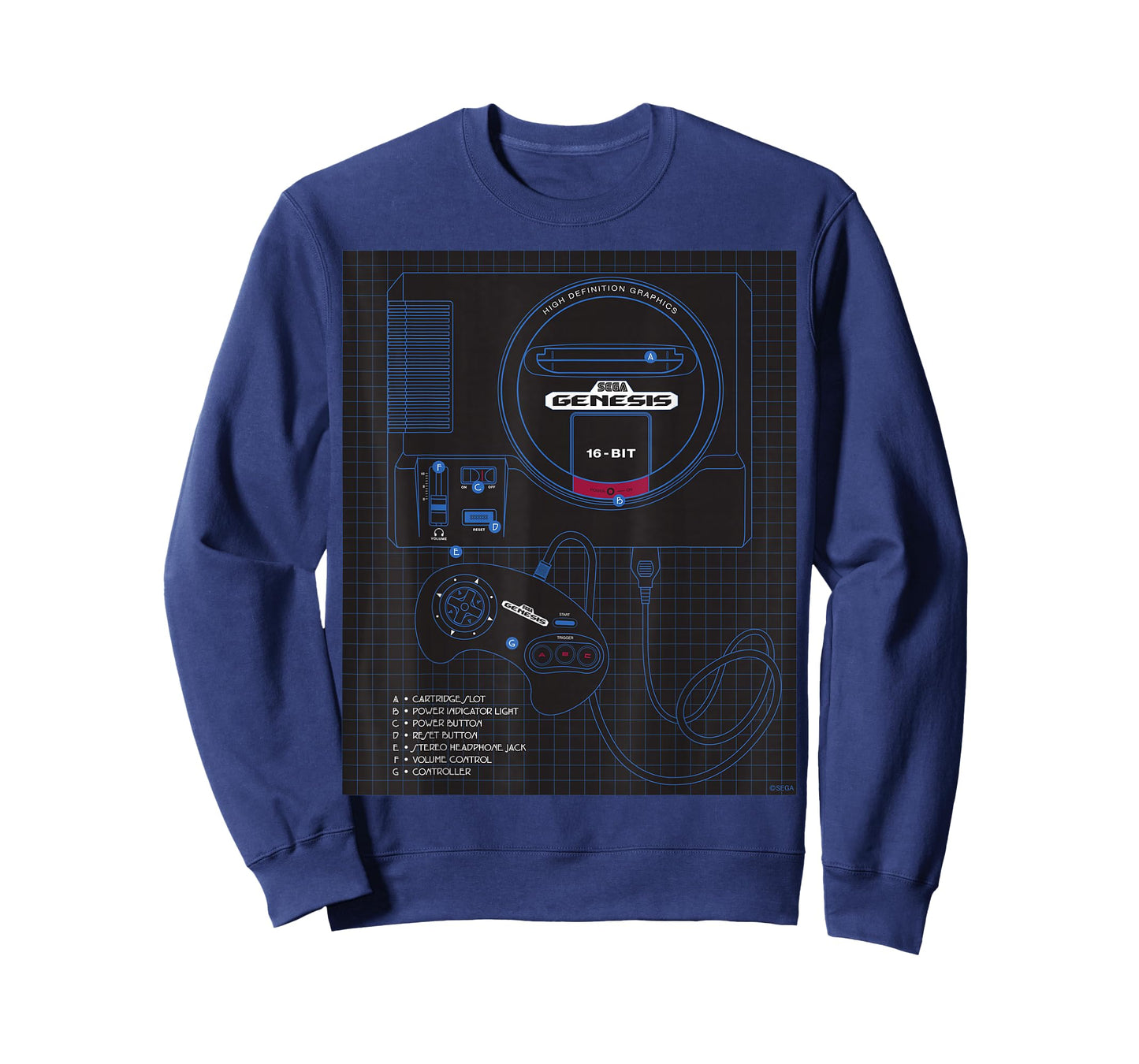 Genesis 16-Bit Technical Drawing Console T-Shirt