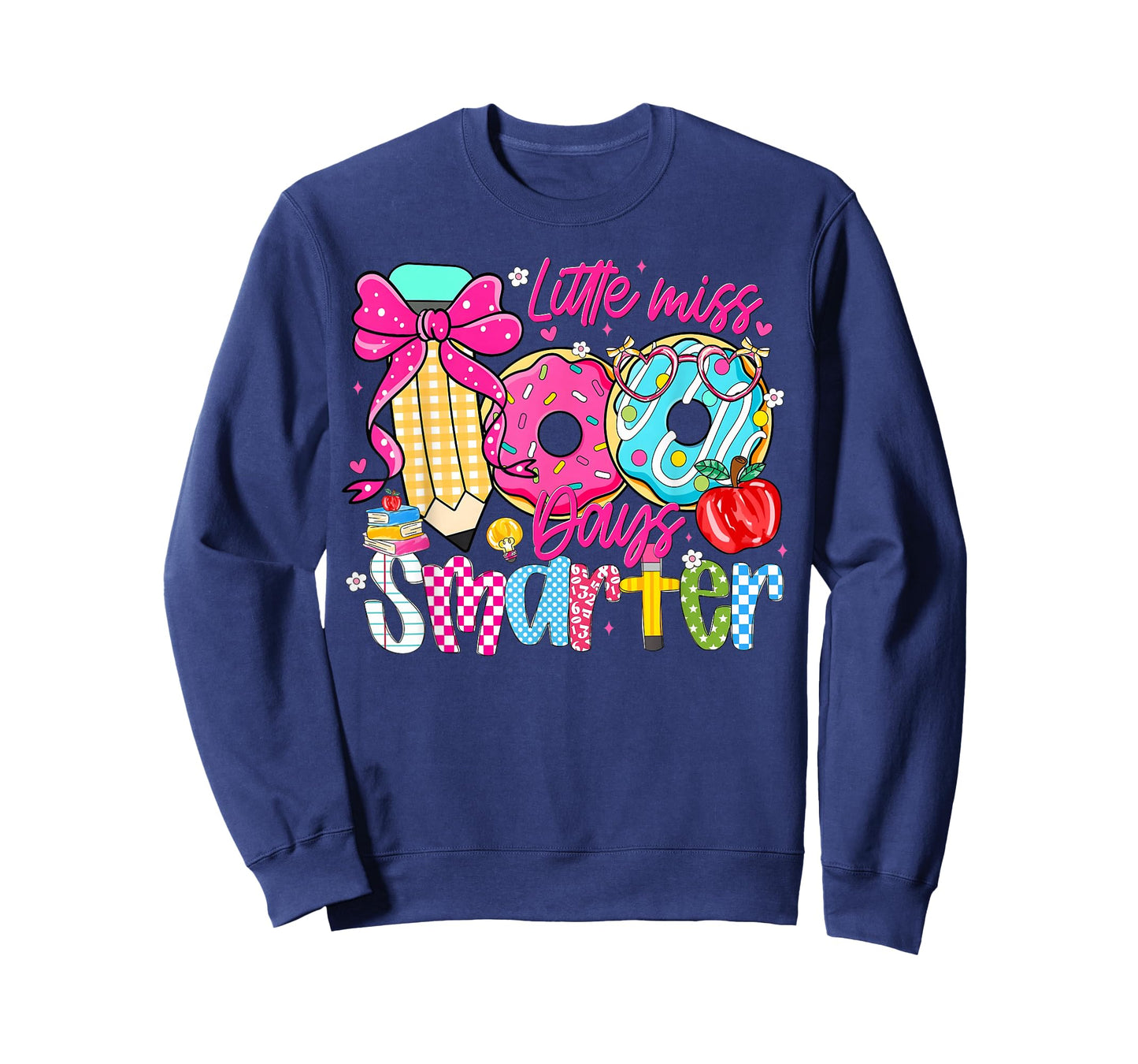 Little Miss 100 Days Smarter Donut 100th Day of School Girl T-Shirt