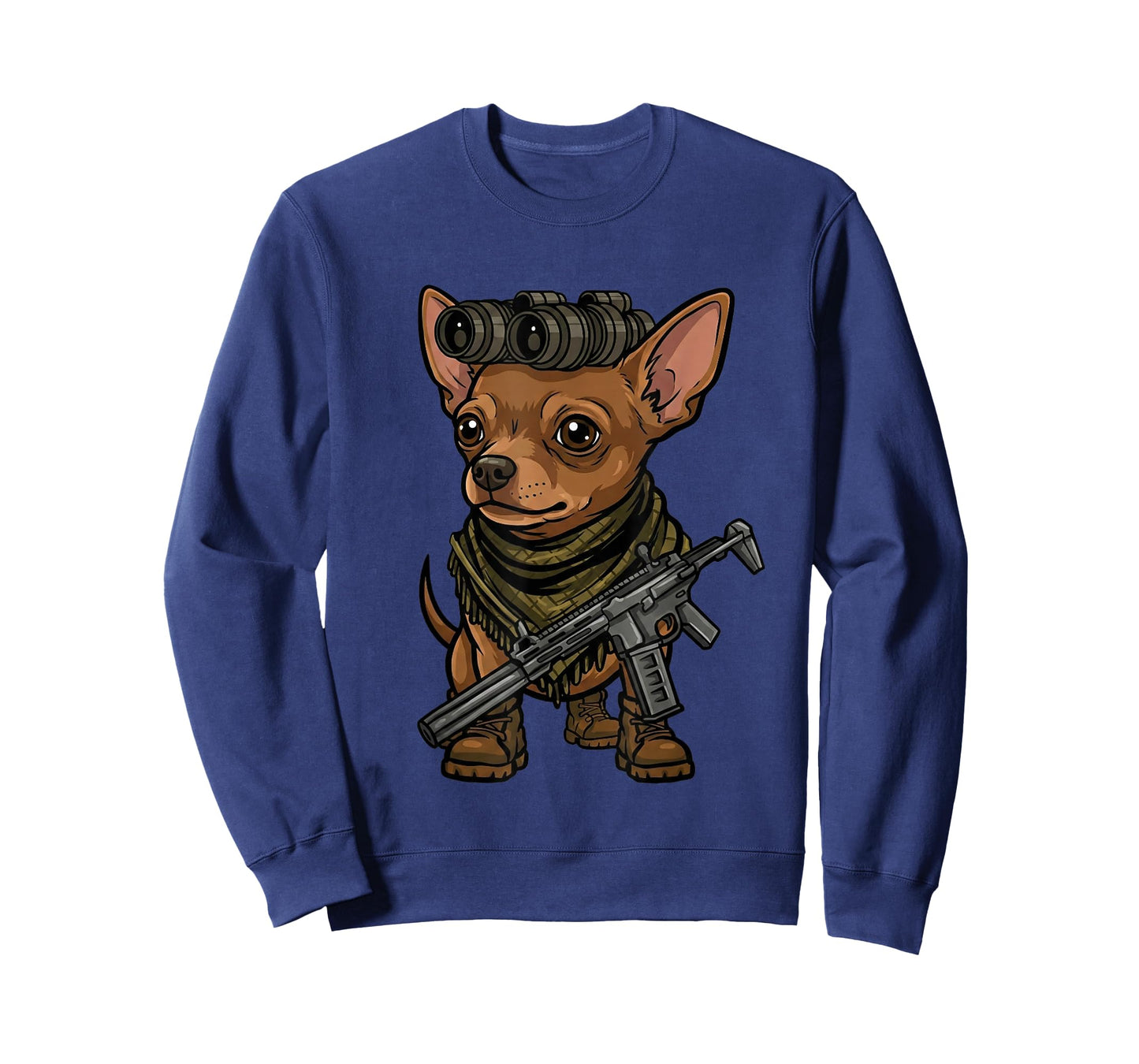Chihuahua with NVG Funny Tactical Chihuahua Military Meme T-Shirt
