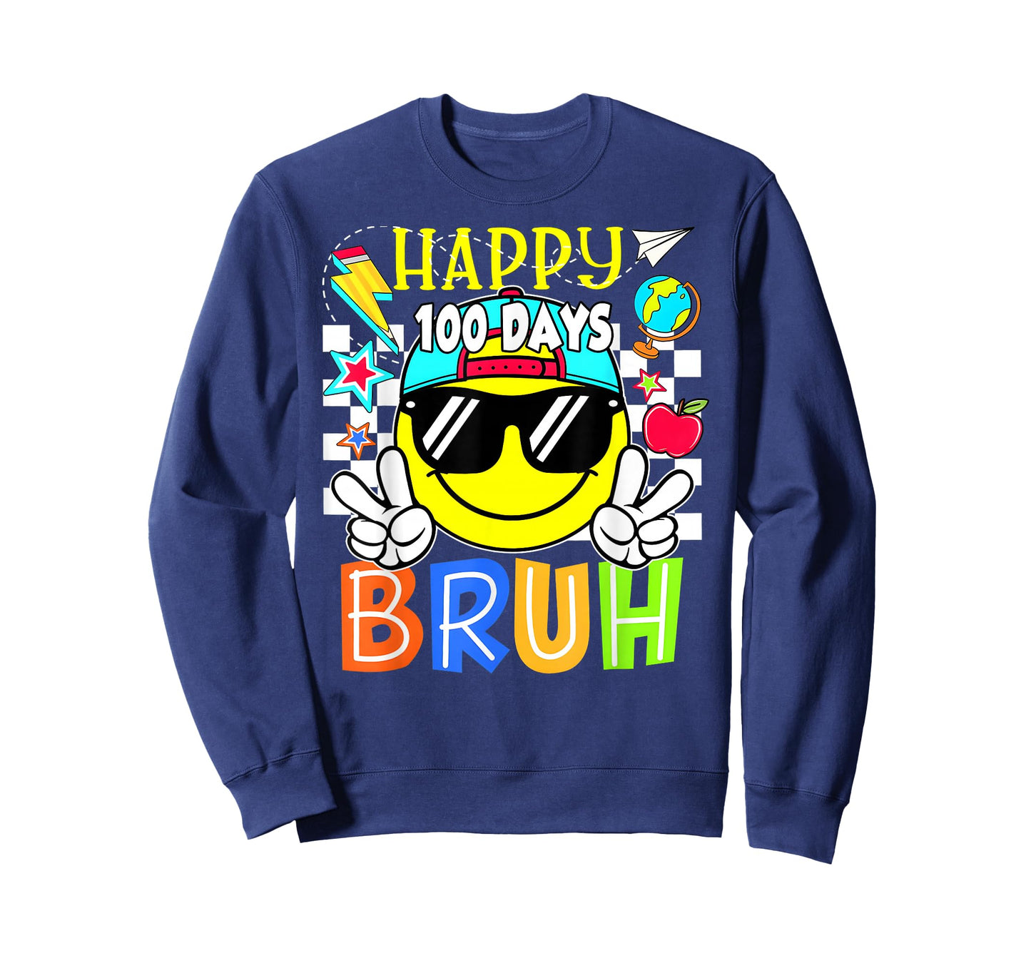 Funny 100 Days of School 100th Day Smile Groovy Face Kids T-Shirt