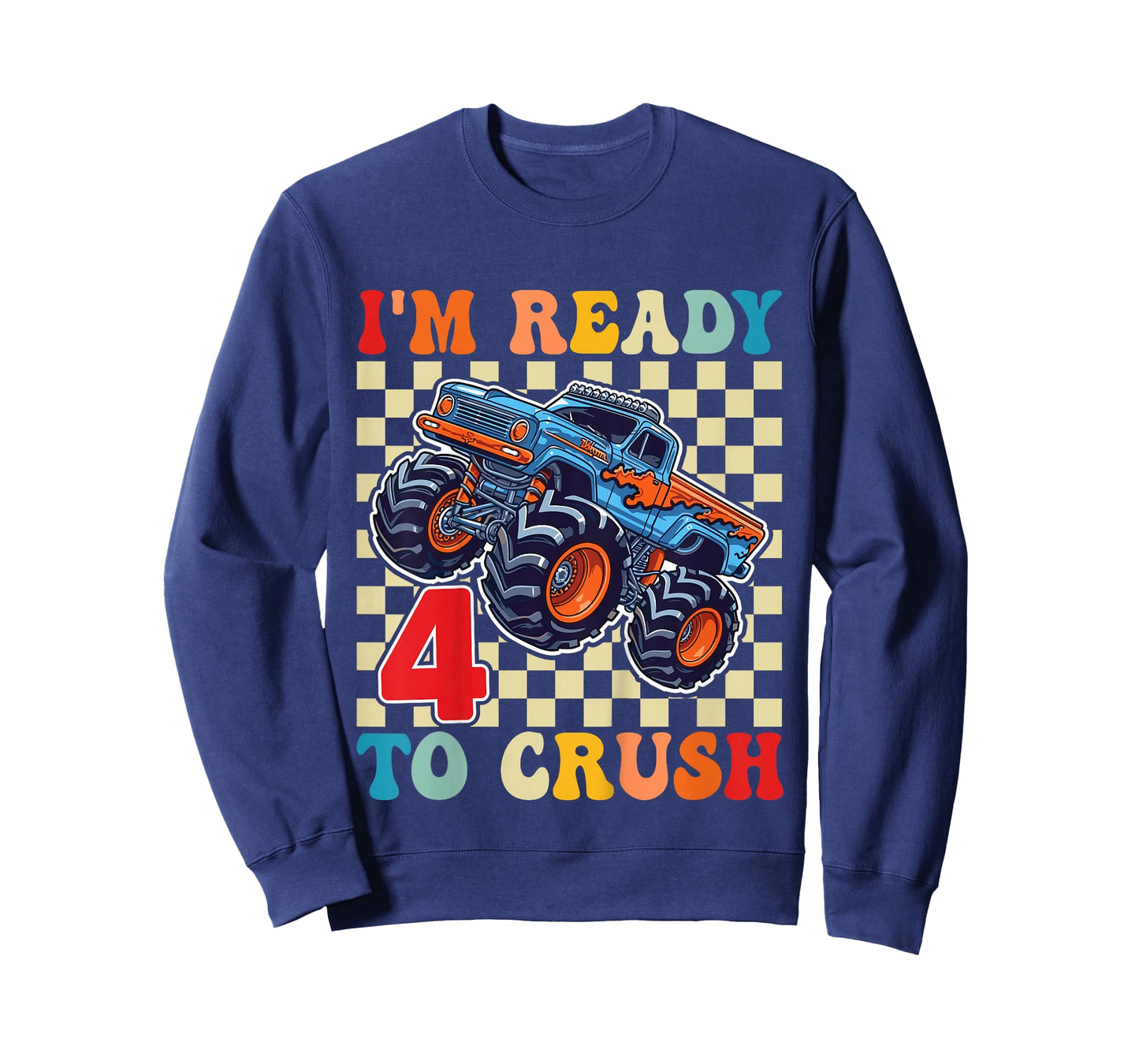 I'm Ready to Crush 4 Monster Truck 4th Birthday Boys Toddler T-Shirt