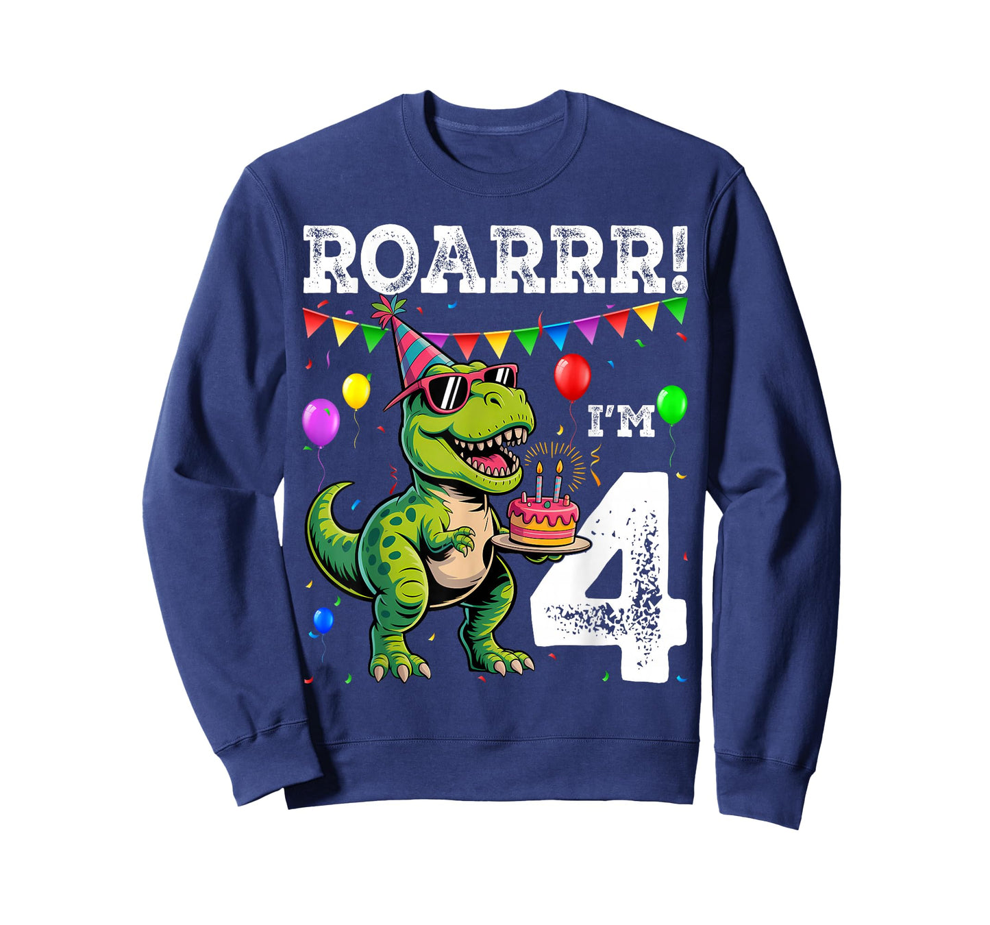 4th Birthday 4 Year Old Boys Girls Roar Im Dinosaur T-Shirt