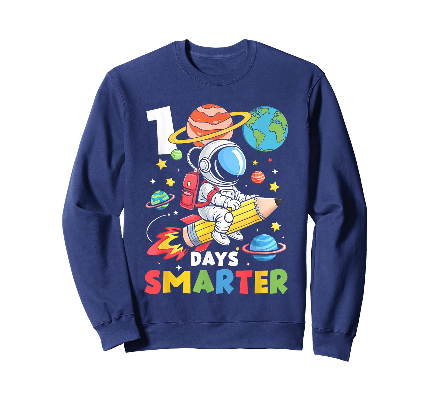 100 Days Smarter 100th Day of School Astronaut Space Kids T-Shirt