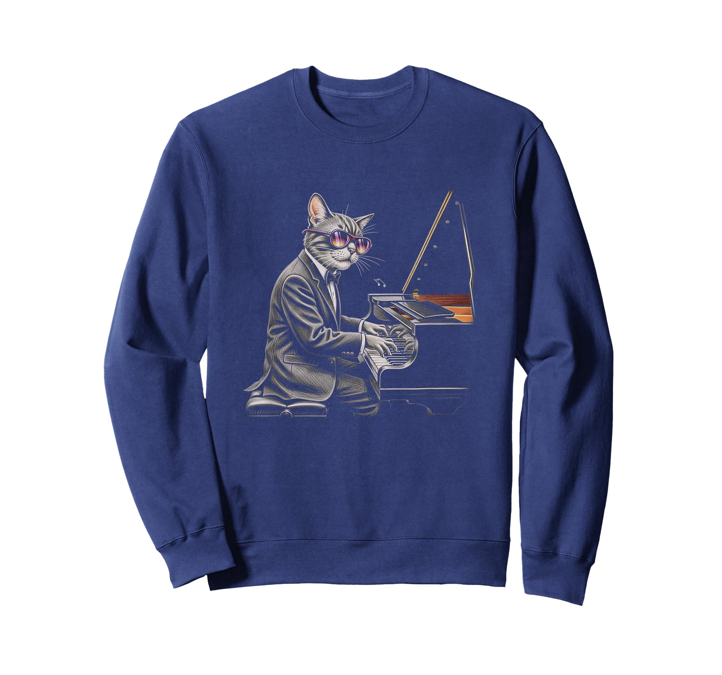 Cat Playing Piano Drawing Art Design T-Shirt