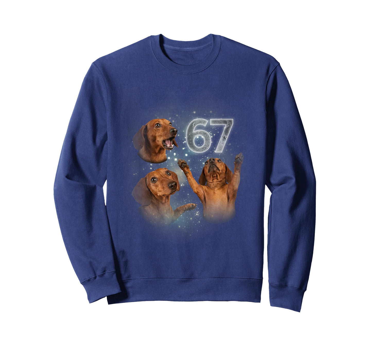 67 Funny Dachshund Howling at The Moon Meme 6 7 Dog Design T-Shirt