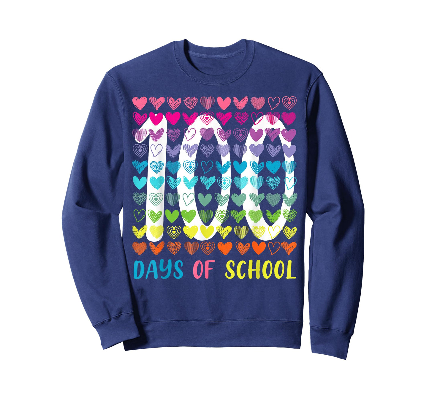 100th Day of School 100 Days Rainbow Hearts Men Women Kid T-Shirt