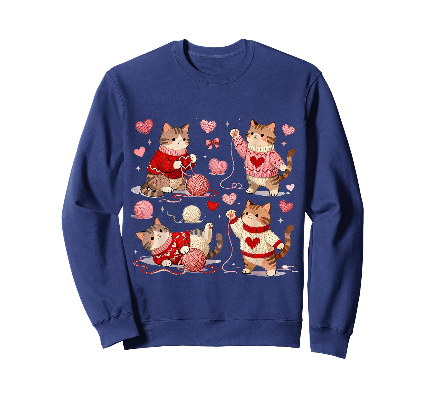Happy Valentine Cute Crochet Cat Love Design T-Shirt