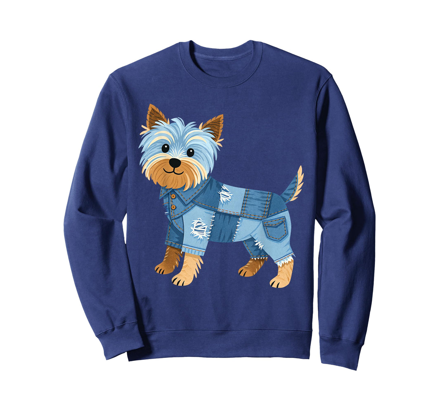 Cute Denim Dog Patchwork Puppy Vintage Style Art T-Shirt